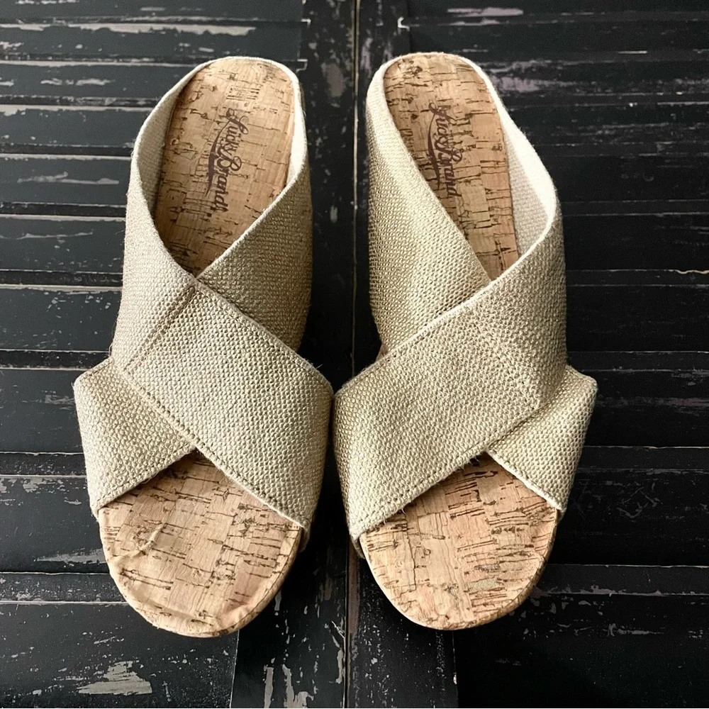 Lucky Brand Miller 2 Cork Platform Wedge Sandals NEW